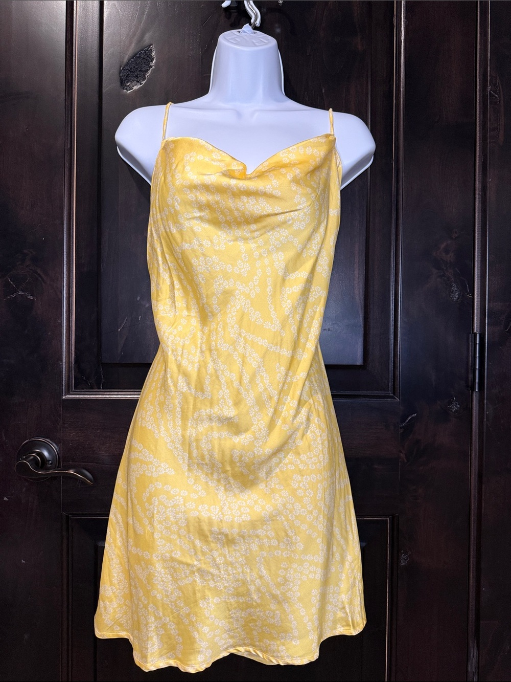 Chaser Yellow Floral Cowl Neck Slip Dress